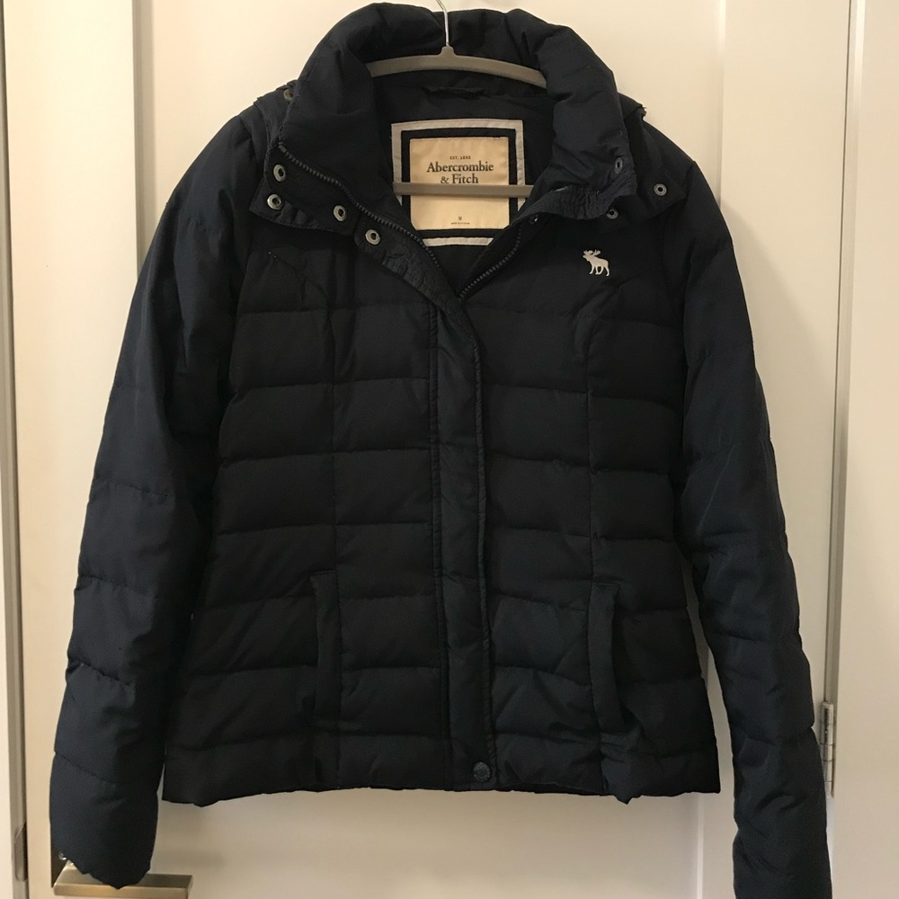 Abercrombie & Fitch Navy Puffer Jacket with Hood